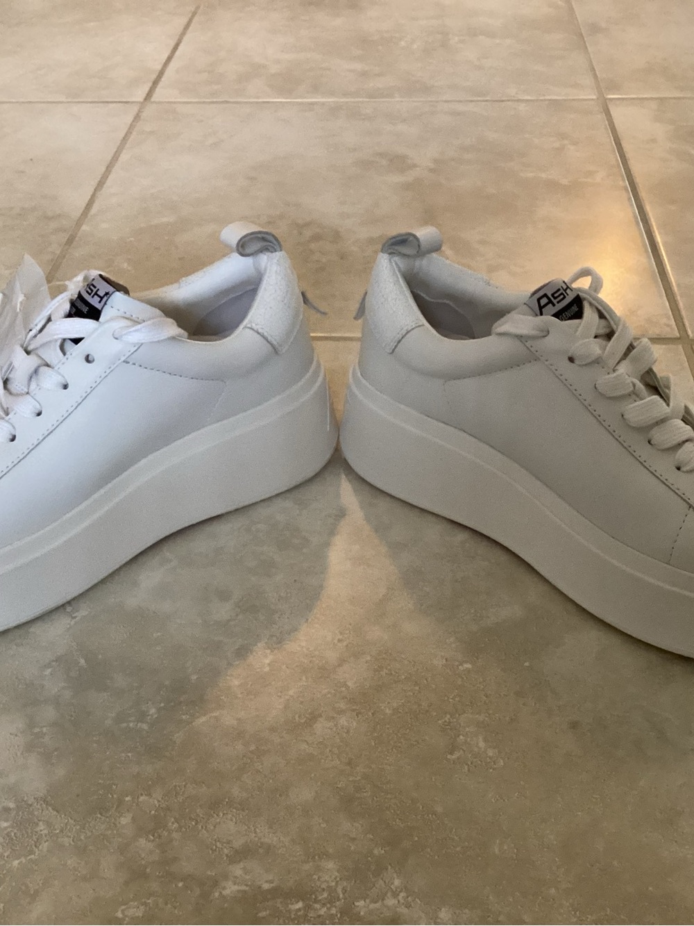 New ASH White Leather Platform Sneakers - Picture 1 of 8